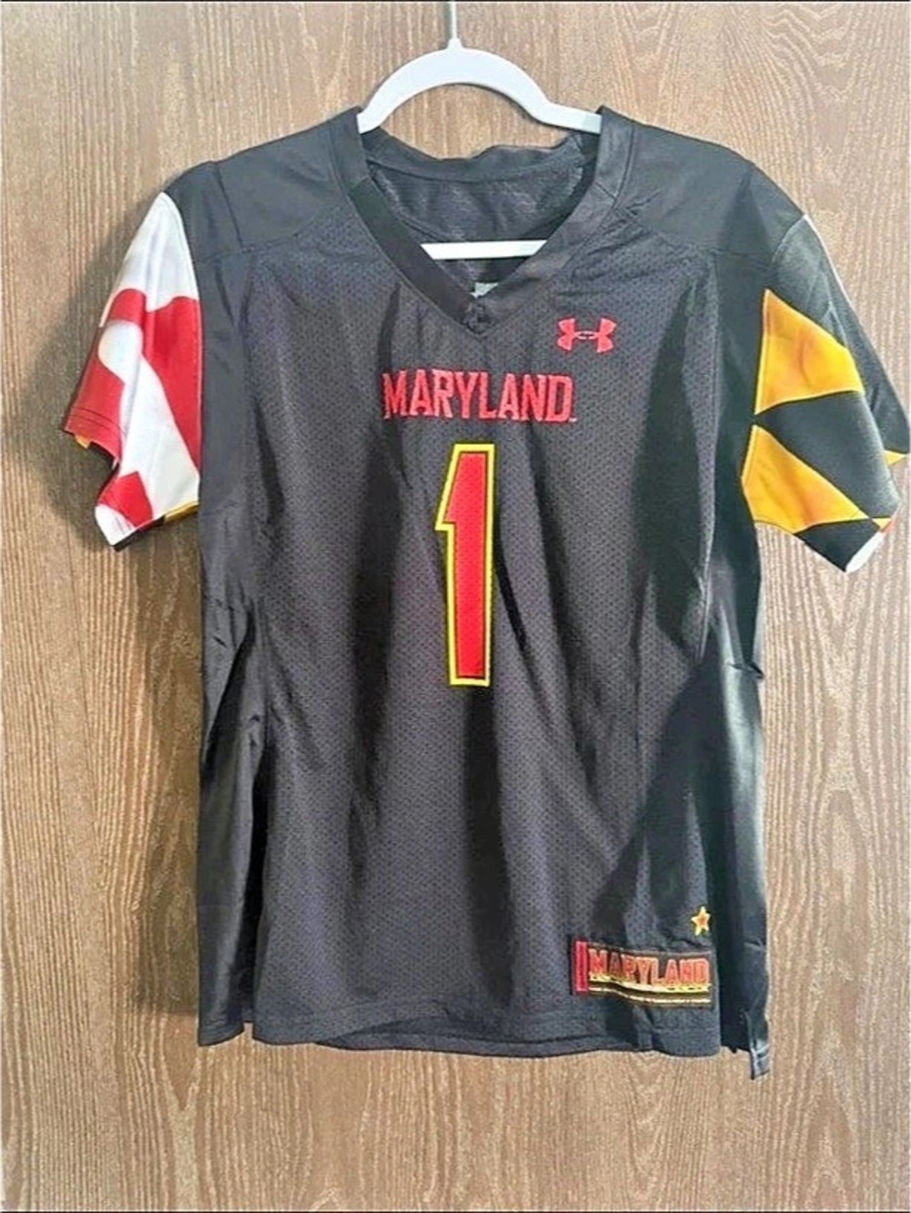 Under Armour Maryland Terrapins #1 Replica Football Jersey Black & Red